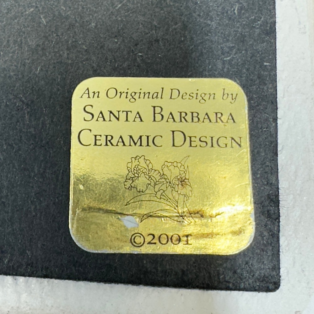Santa Barbara Ceramic Design Rooster Key Rack Blue Plaid Linda Grayson 6.5x5.5in - Picture 4 of 6